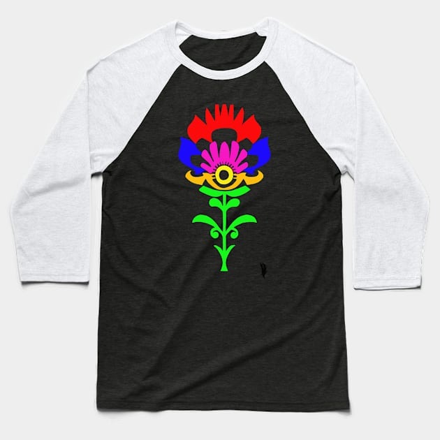 Folk flower , colourful flower Baseball T-Shirt by Bird